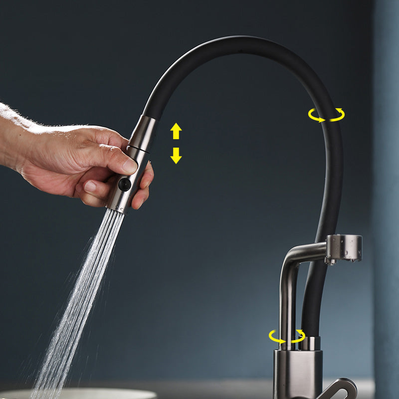 Modern Pull Down Single Handle Kitchen Faucet Desk Mounted Faucet Clearhalo 'Home Improvement' 'home_improvement' 'home_improvement_kitchen_faucets' 'Kitchen Faucets' 'Kitchen Remodel & Kitchen Fixtures' 'Kitchen Sinks & Faucet Components' 'kitchen_faucets' 7297425