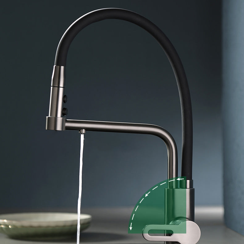 Modern Pull Down Single Handle Kitchen Faucet Desk Mounted Faucet Clearhalo 'Home Improvement' 'home_improvement' 'home_improvement_kitchen_faucets' 'Kitchen Faucets' 'Kitchen Remodel & Kitchen Fixtures' 'Kitchen Sinks & Faucet Components' 'kitchen_faucets' 7297428