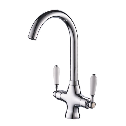 Contemporary Double Handle Kitchen Faucet High Arch Water Filler in Chrome Clearhalo 'Home Improvement' 'home_improvement' 'home_improvement_kitchen_faucets' 'Kitchen Faucets' 'Kitchen Remodel & Kitchen Fixtures' 'Kitchen Sinks & Faucet Components' 'kitchen_faucets' 7297441