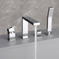 Contemporary Bathroom Faucet Deck Mounted Copper Low Arc Roman Tub Faucet Trim Light Silver Clearhalo 'Bathroom Remodel & Bathroom Fixtures' 'Bathtub Faucets' 'bathtub_faucets' 'Home Improvement' 'home_improvement' 'home_improvement_bathtub_faucets' 7297469