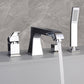 Contemporary Bathroom Faucet Deck Mounted Copper Low Arc Roman Tub Faucet Trim Polished Chrome Clearhalo 'Bathroom Remodel & Bathroom Fixtures' 'Bathtub Faucets' 'bathtub_faucets' 'Home Improvement' 'home_improvement' 'home_improvement_bathtub_faucets' 7297471