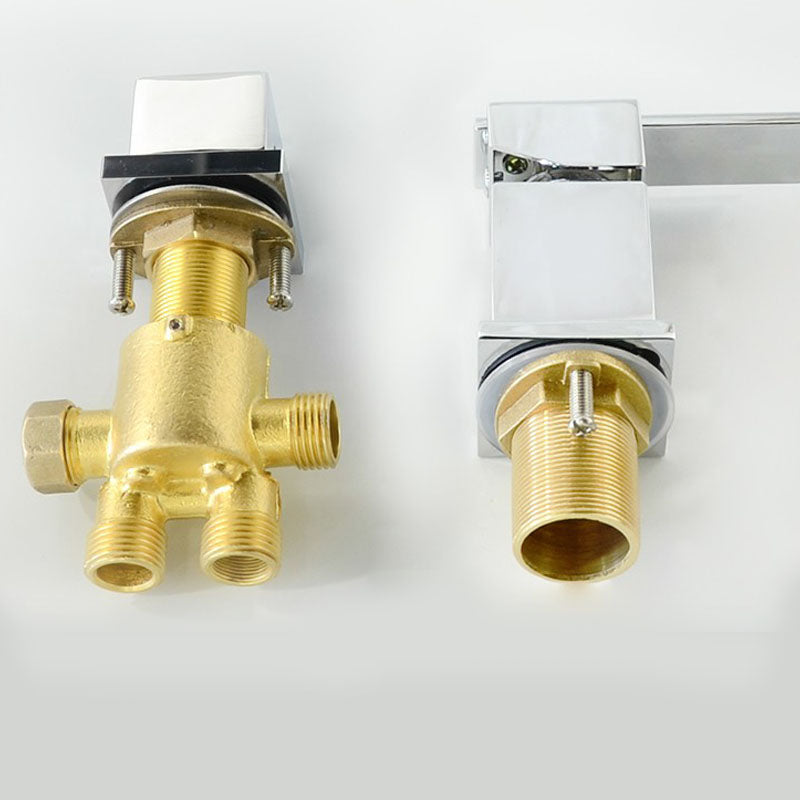 Contemporary Bathroom Faucet Deck Mounted Copper Low Arc Roman Tub Faucet Trim Clearhalo 'Bathroom Remodel & Bathroom Fixtures' 'Bathtub Faucets' 'bathtub_faucets' 'Home Improvement' 'home_improvement' 'home_improvement_bathtub_faucets' 7297473