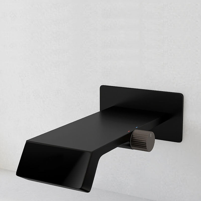 Modern Bathtub Faucet Wall-mounted Brass Rotary Handle Faucet Black Clearhalo 'Bathroom Remodel & Bathroom Fixtures' 'Bathtub Faucets' 'bathtub_faucets' 'Home Improvement' 'home_improvement' 'home_improvement_bathtub_faucets' 7297499