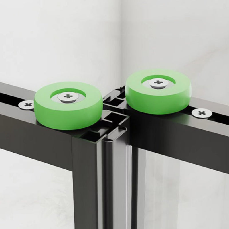 Black Frame Double Sliding Shower Bath Door Transparent Shower Door Clearhalo 'Bathroom Remodel & Bathroom Fixtures' 'Home Improvement' 'home_improvement' 'home_improvement_shower_tub_doors' 'Shower and Tub Doors' 'shower_tub_doors' 'Showers & Bathtubs' 7298024