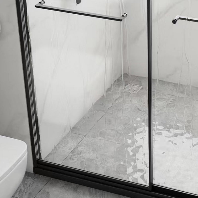 Black Frame Double Sliding Shower Bath Door Transparent Shower Door Clearhalo 'Bathroom Remodel & Bathroom Fixtures' 'Home Improvement' 'home_improvement' 'home_improvement_shower_tub_doors' 'Shower and Tub Doors' 'shower_tub_doors' 'Showers & Bathtubs' 7298026