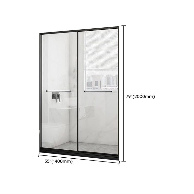 Black Frame Double Sliding Shower Bath Door Transparent Shower Door Clearhalo 'Bathroom Remodel & Bathroom Fixtures' 'Home Improvement' 'home_improvement' 'home_improvement_shower_tub_doors' 'Shower and Tub Doors' 'shower_tub_doors' 'Showers & Bathtubs' 7298034