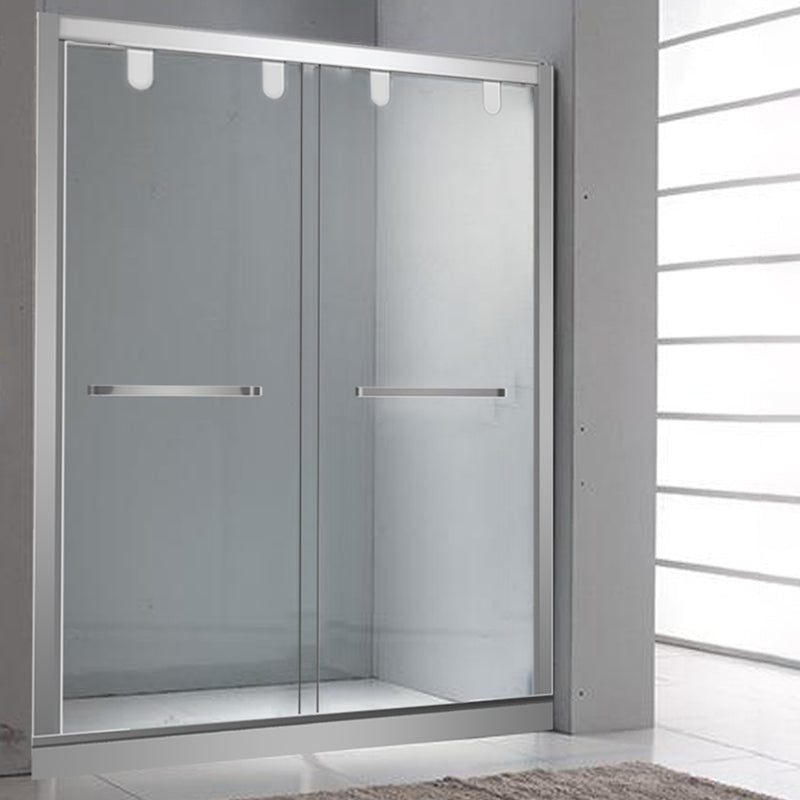 Single Sliding Semi-Frameless Shower Doors Tempered Clear Shower Door Clearhalo 'Bathroom Remodel & Bathroom Fixtures' 'Home Improvement' 'home_improvement' 'home_improvement_shower_tub_doors' 'Shower and Tub Doors' 'shower_tub_doors' 'Showers & Bathtubs' 7298041