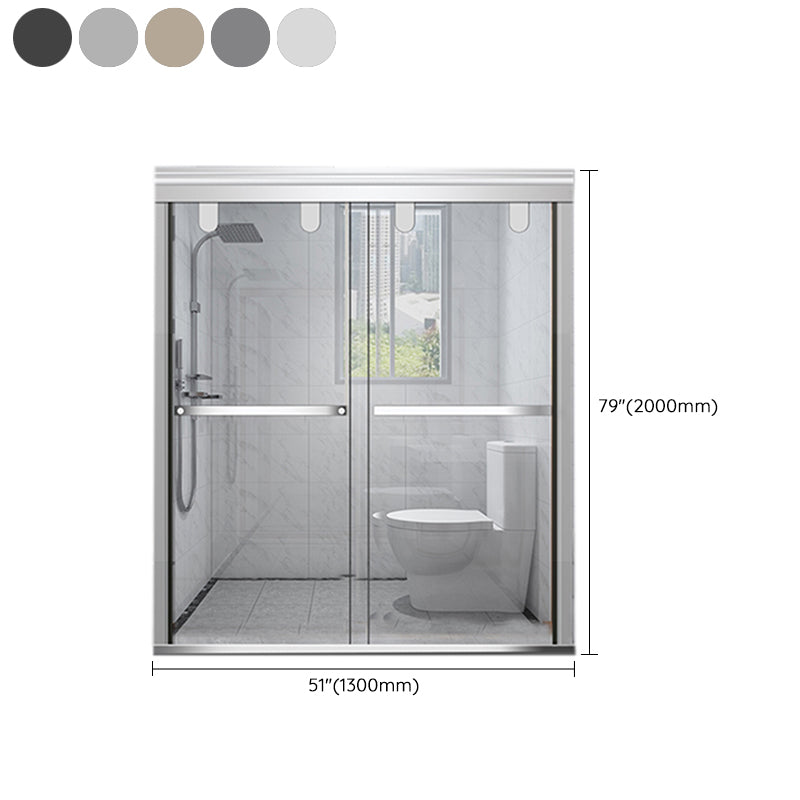 Single Sliding Semi-Frameless Shower Doors Tempered Clear Shower Door Clearhalo 'Bathroom Remodel & Bathroom Fixtures' 'Home Improvement' 'home_improvement' 'home_improvement_shower_tub_doors' 'Shower and Tub Doors' 'shower_tub_doors' 'Showers & Bathtubs' 7298056