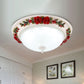 12"/16" W Red LED Ceiling Lamp Korean Garden White Glass Domed Flush Mount Lighting with Flower Design White 16" Clearhalo 'Ceiling Lights' 'Close To Ceiling Lights' 'Close to ceiling' 'Flush mount' Lighting' 729877