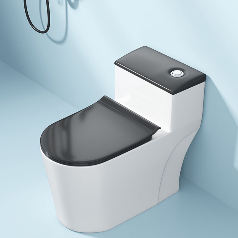 Contemporary Ceramic Toilet Bowl Floor Mounted Urine Toilet with Seat for Washroom 15"L x 28"W x 24"H Black White 14" Clearhalo 'Bathroom Remodel & Bathroom Fixtures' 'Home Improvement' 'home_improvement' 'home_improvement_toilets' 'Toilets & Bidets' 'Toilets' 7298831
