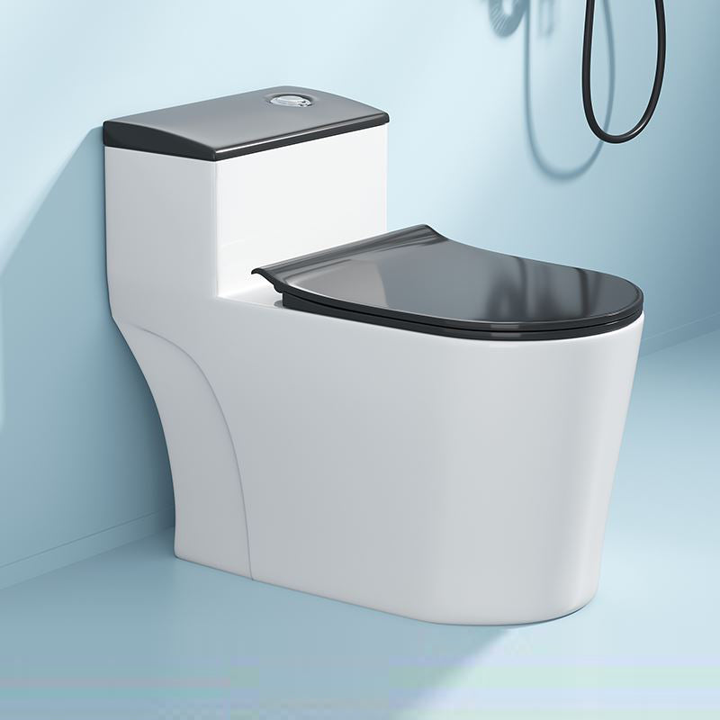 Contemporary Ceramic Toilet Bowl Floor Mounted Urine Toilet with Seat for Washroom 15"L x 28"W x 24"H Black/ White 16" Clearhalo 'Bathroom Remodel & Bathroom Fixtures' 'Home Improvement' 'home_improvement' 'home_improvement_toilets' 'Toilets & Bidets' 'Toilets' 7298832