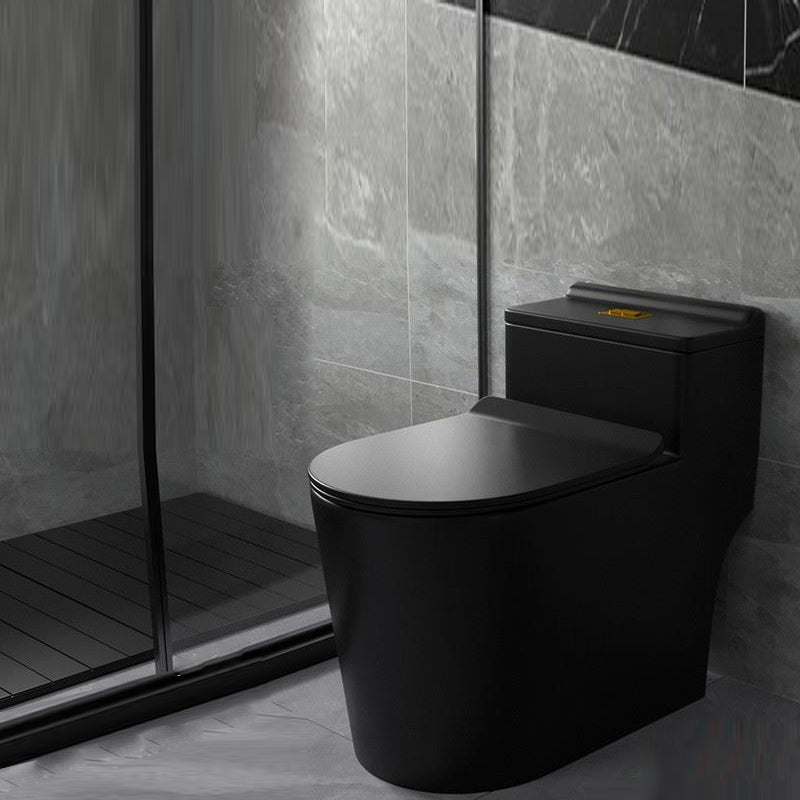 Contemporary Ceramic Toilet Bowl Floor Mounted Urine Toilet with Seat for Washroom 15"L x 27"W x 24"H Black Clearhalo 'Bathroom Remodel & Bathroom Fixtures' 'Home Improvement' 'home_improvement' 'home_improvement_toilets' 'Toilets & Bidets' 'Toilets' 7298833