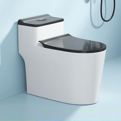 Contemporary Ceramic Toilet Bowl Floor Mounted Urine Toilet with Seat for Washroom 15"L x 27"W x 24"H Black White Clearhalo 'Bathroom Remodel & Bathroom Fixtures' 'Home Improvement' 'home_improvement' 'home_improvement_toilets' 'Toilets & Bidets' 'Toilets' 7298835