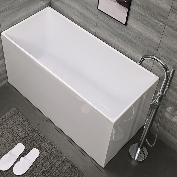 Acrylic Back to Wall Bathtub Rectangular Modern Soaking Bath Tub Without Seat Tub with Freestanding Tub Fillers Clearhalo 'Bathroom Remodel & Bathroom Fixtures' 'Bathtubs' 'Home Improvement' 'home_improvement' 'home_improvement_bathtubs' 'Showers & Bathtubs' 7298887