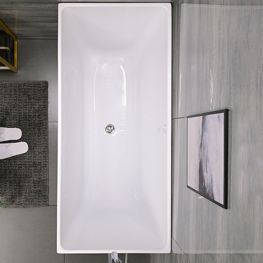 Acrylic Back to Wall Bathtub Rectangular Modern Soaking Bath Tub Clearhalo 'Bathroom Remodel & Bathroom Fixtures' 'Bathtubs' 'Home Improvement' 'home_improvement' 'home_improvement_bathtubs' 'Showers & Bathtubs' 7298888