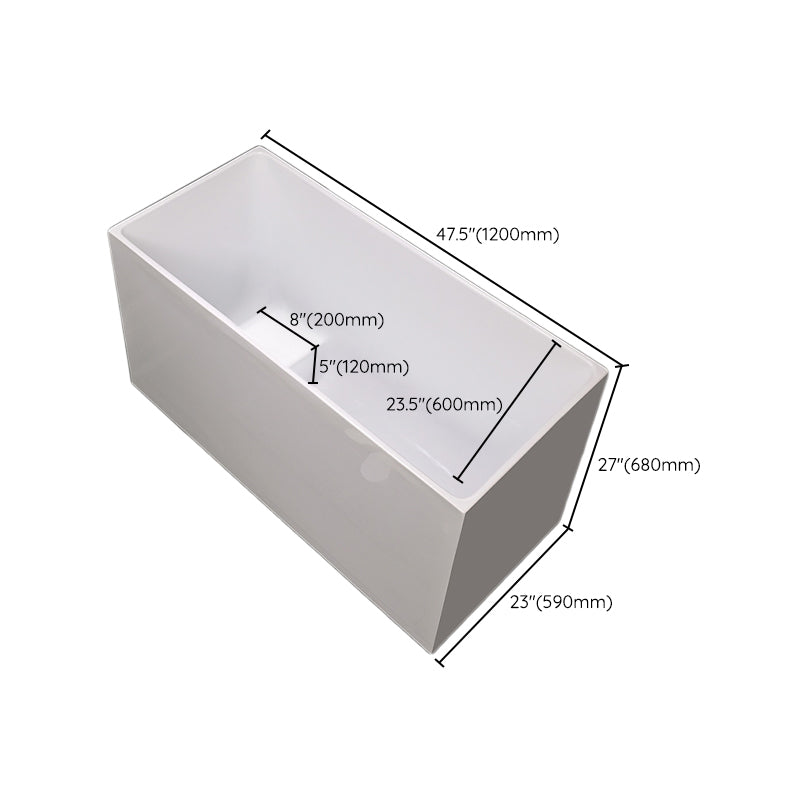 Acrylic Back to Wall Bathtub Rectangular Modern Soaking Bath Tub Clearhalo 'Bathroom Remodel & Bathroom Fixtures' 'Bathtubs' 'Home Improvement' 'home_improvement' 'home_improvement_bathtubs' 'Showers & Bathtubs' 7298905