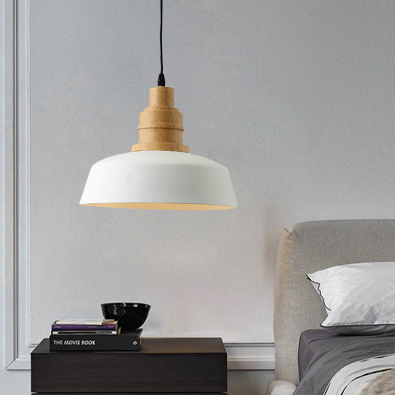 1-Bulb Restaurant Pendant Modern Nordic White Finish Hanging Ceiling Light with Bowl Iron Shade Clearhalo 'Ceiling Lights' 'Modern Pendants' 'Modern' 'Pendant Lights' 'Pendants' Lighting' 729991