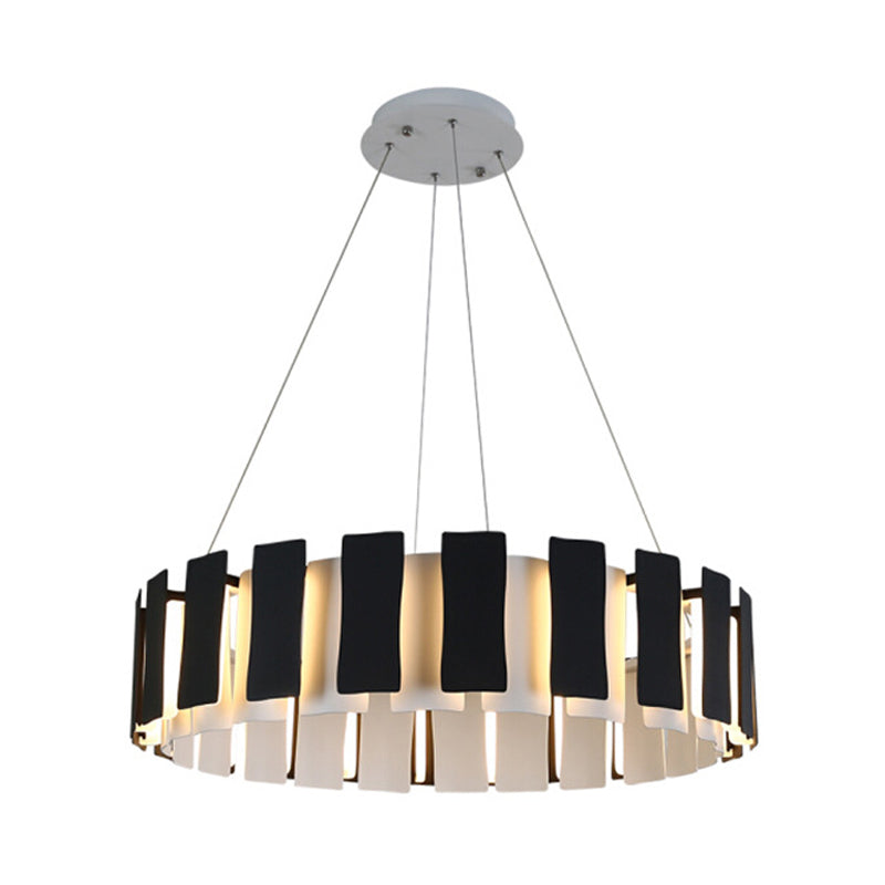 Black Rectangle Panel Hanging Lighting Contemporary LED Metal Drum Chandelier Lamp Clearhalo 'Ceiling Lights' 'Chandeliers' 'Modern Chandeliers' 'Modern' Lighting' 730007