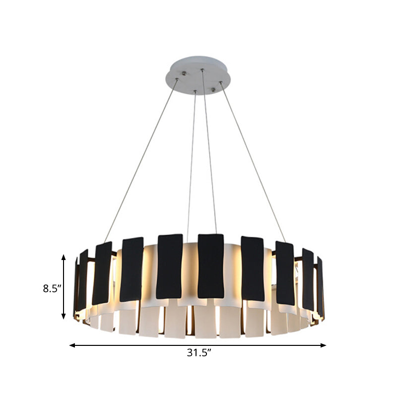 Black Rectangle Panel Hanging Lighting Contemporary LED Metal Drum Chandelier Lamp Clearhalo 'Ceiling Lights' 'Chandeliers' 'Modern Chandeliers' 'Modern' Lighting' 730008