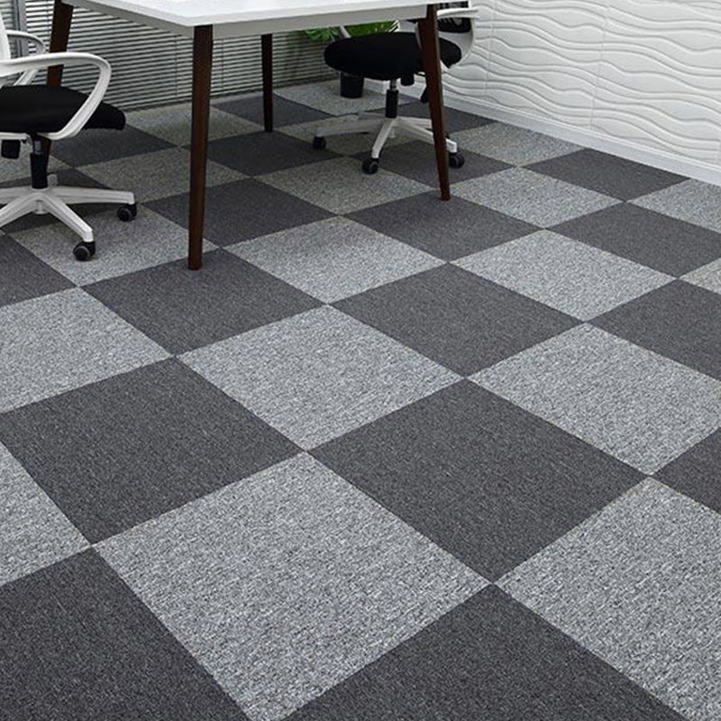 Indoor Carpet Tiles Indoor Self Adhesive Carpet Tiles Non-Skid Gray Plaid 40-Piece Set Asphalt Clearhalo 'Carpet Tiles & Carpet Squares' 'carpet_tiles_carpet_squares' 'Flooring 'Home Improvement' 'home_improvement' 'home_improvement_carpet_tiles_carpet_squares' Walls and Ceiling' 7300098