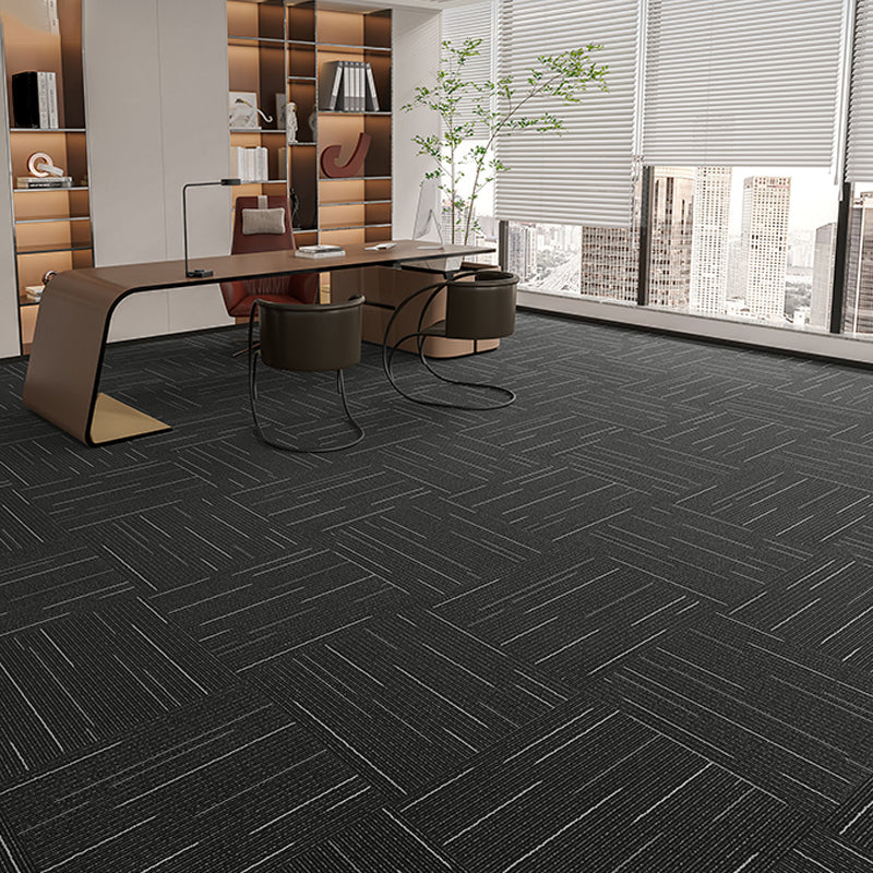 Indoor Carpet Tiles Indoor Self Adhesive Carpet Tiles Non-Skid Black 40-Piece Set Clearhalo 'Carpet Tiles & Carpet Squares' 'carpet_tiles_carpet_squares' 'Flooring 'Home Improvement' 'home_improvement' 'home_improvement_carpet_tiles_carpet_squares' Walls and Ceiling' 7300100