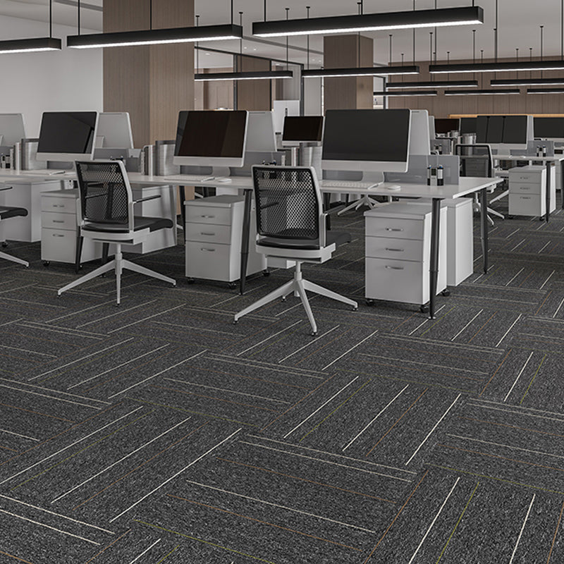 Indoor Carpet Tiles Indoor Self Adhesive Carpet Tiles Non-Skid Gray White Striped 40-Piece Set Clearhalo 'Carpet Tiles & Carpet Squares' 'carpet_tiles_carpet_squares' 'Flooring 'Home Improvement' 'home_improvement' 'home_improvement_carpet_tiles_carpet_squares' Walls and Ceiling' 7300106