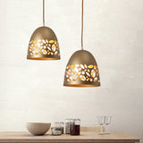 Domed Metal Ceiling Light Post Modern 1-Bulb Gold Finish Pendant with Hollow Out Design Clearhalo 'Ceiling Lights' 'Modern Pendants' 'Modern' 'Pendant Lights' 'Pendants' Lighting' 730010