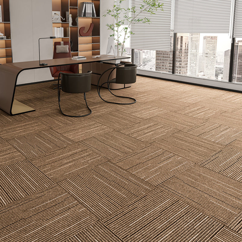 Indoor Carpet Tiles Indoor Self Adhesive Carpet Tiles Non-Skid Khaki 40-Piece Set Clearhalo 'Carpet Tiles & Carpet Squares' 'carpet_tiles_carpet_squares' 'Flooring 'Home Improvement' 'home_improvement' 'home_improvement_carpet_tiles_carpet_squares' Walls and Ceiling' 7300110