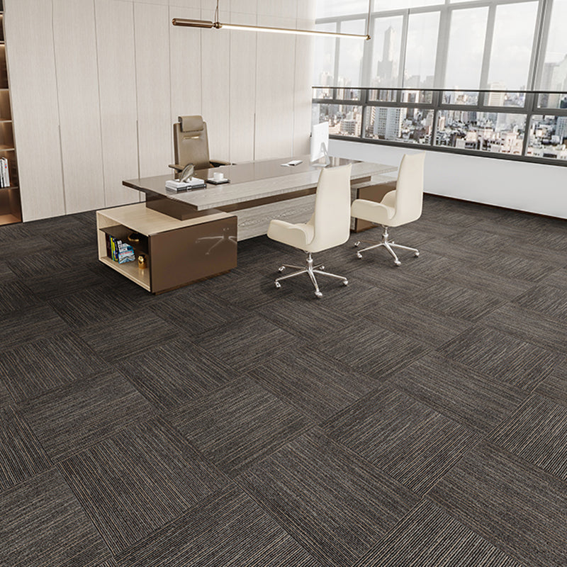 Indoor Carpet Tiles Indoor Self Adhesive Carpet Tiles Non-Skid Coffee 40-Piece Set Asphalt Clearhalo 'Carpet Tiles & Carpet Squares' 'carpet_tiles_carpet_squares' 'Flooring 'Home Improvement' 'home_improvement' 'home_improvement_carpet_tiles_carpet_squares' Walls and Ceiling' 7300123