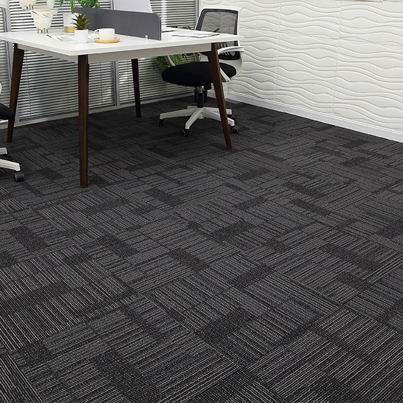 Indoor Carpet Tiles Indoor Self Adhesive Carpet Tiles Non-Skid Dark Gray-Black 40-Piece Set Vinyl Clearhalo 'Carpet Tiles & Carpet Squares' 'carpet_tiles_carpet_squares' 'Flooring 'Home Improvement' 'home_improvement' 'home_improvement_carpet_tiles_carpet_squares' Walls and Ceiling' 7300133
