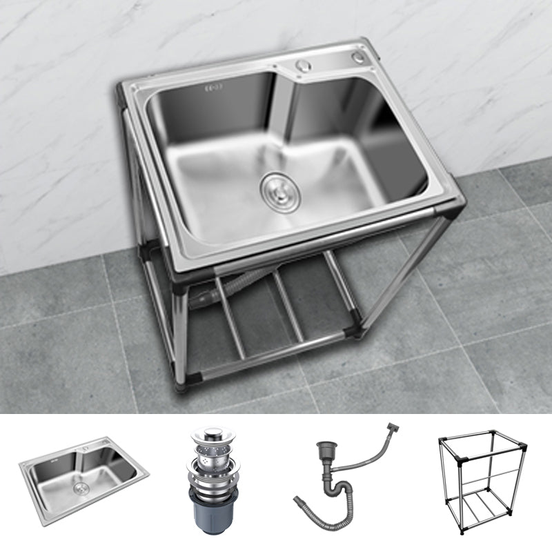 Kitchen Sink Stainless Steel Drop-In Rectangle All-in-one Soundproof Kitchen Sink 27"L x 17"W x 30"H Sink Only Not Available Clearhalo 'Home Improvement' 'home_improvement' 'home_improvement_kitchen_sinks' 'Kitchen Remodel & Kitchen Fixtures' 'Kitchen Sinks & Faucet Components' 'Kitchen Sinks' 'kitchen_sinks' 7300142