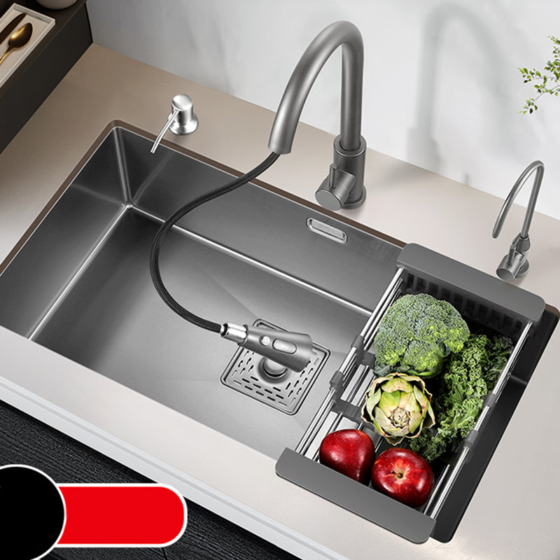 Stainless Steel Kitchen Sink Soundproof Detail Kitchen Sink with Basket Strainer Clearhalo 'Home Improvement' 'home_improvement' 'home_improvement_kitchen_sinks' 'Kitchen Remodel & Kitchen Fixtures' 'Kitchen Sinks & Faucet Components' 'Kitchen Sinks' 'kitchen_sinks' 7300157