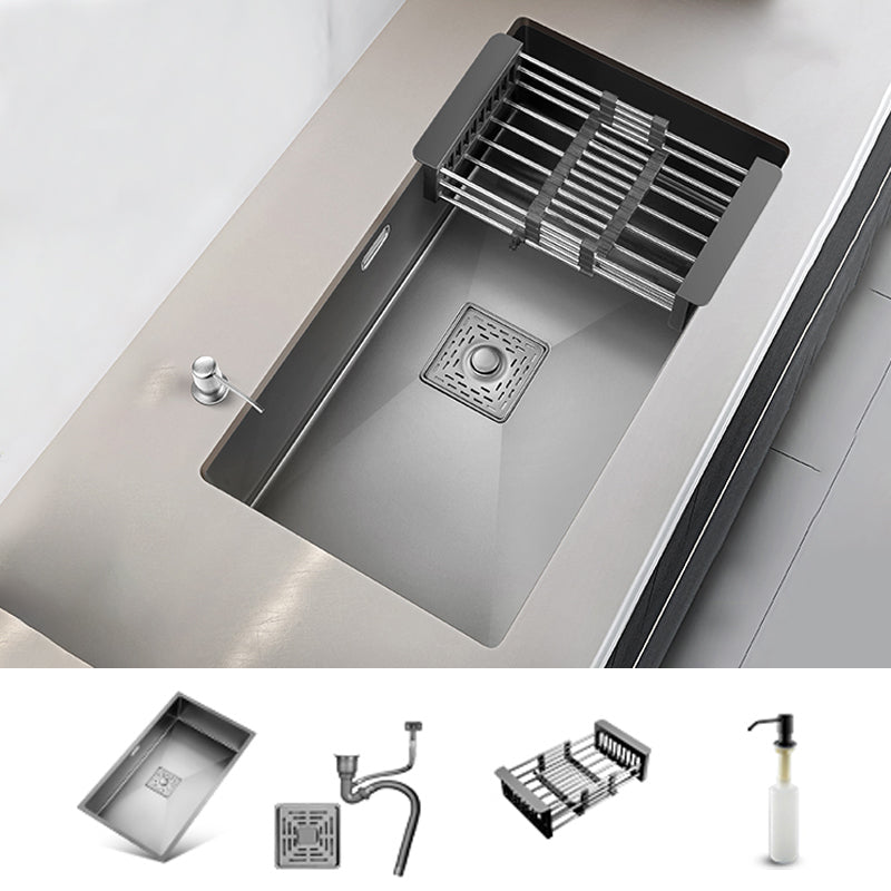 Stainless Steel Kitchen Sink Soundproof Detail Kitchen Sink with Basket Strainer Sink Only None Clearhalo 'Home Improvement' 'home_improvement' 'home_improvement_kitchen_sinks' 'Kitchen Remodel & Kitchen Fixtures' 'Kitchen Sinks & Faucet Components' 'Kitchen Sinks' 'kitchen_sinks' 7300158