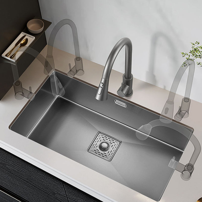 Stainless Steel Kitchen Sink Soundproof Detail Kitchen Sink with Basket Strainer Clearhalo 'Home Improvement' 'home_improvement' 'home_improvement_kitchen_sinks' 'Kitchen Remodel & Kitchen Fixtures' 'Kitchen Sinks & Faucet Components' 'Kitchen Sinks' 'kitchen_sinks' 7300160