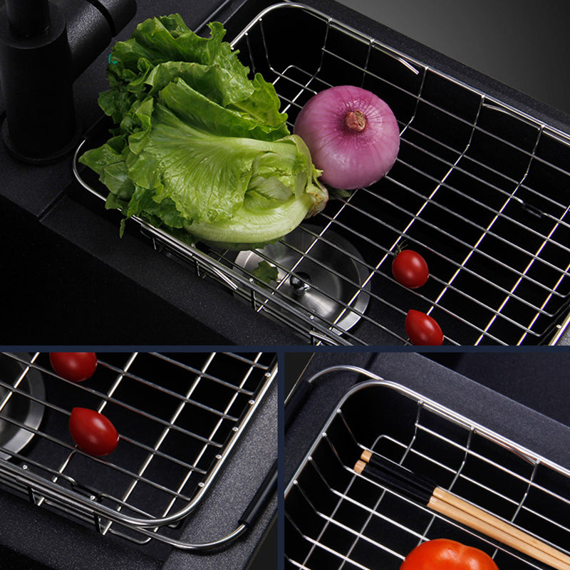 Modern Style Kitchen Sink Drop-In Quartz Kitchen Double Sink with Drain Assembly Clearhalo 'Home Improvement' 'home_improvement' 'home_improvement_kitchen_sinks' 'Kitchen Remodel & Kitchen Fixtures' 'Kitchen Sinks & Faucet Components' 'Kitchen Sinks' 'kitchen_sinks' 7300190