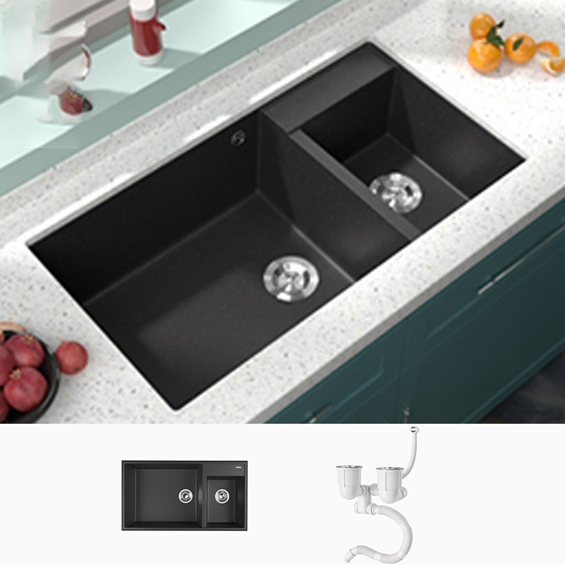 Modern Style Kitchen Sink Drop-In Quartz Kitchen Double Sink with Drain Assembly Sink Only None Clearhalo 'Home Improvement' 'home_improvement' 'home_improvement_kitchen_sinks' 'Kitchen Remodel & Kitchen Fixtures' 'Kitchen Sinks & Faucet Components' 'Kitchen Sinks' 'kitchen_sinks' 7300194