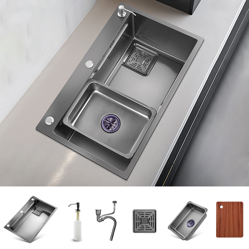 Kitchen Sink Stainless Steel Soundproof Detail Kitchen Sink with Basket Strainer Sink Only None Clearhalo 'Home Improvement' 'home_improvement' 'home_improvement_kitchen_sinks' 'Kitchen Remodel & Kitchen Fixtures' 'Kitchen Sinks & Faucet Components' 'Kitchen Sinks' 'kitchen_sinks' 7300203