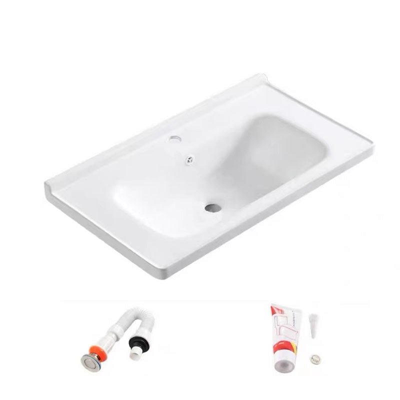 Modern Drop-in Bathroom Sink Porcelain with Overflow Basin Sink(Not Included Faucet) 40"L x 19"W x 9"H Clearhalo 'Bathroom Remodel & Bathroom Fixtures' 'Bathroom Sinks & Faucet Components' 'Bathroom Sinks' 'bathroom_sink' 'Home Improvement' 'home_improvement' 'home_improvement_bathroom_sink' 7300231