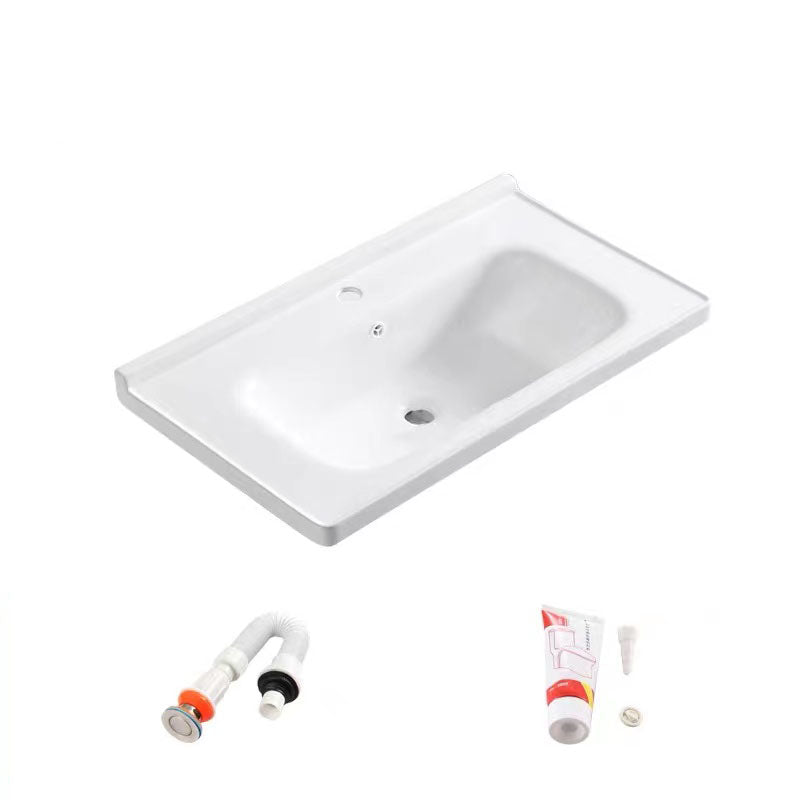 Modern Drop-in Bathroom Sink Porcelain with Overflow Basin Sink(Not Included Faucet) 40"L x 20"W x 9"H Clearhalo 'Bathroom Remodel & Bathroom Fixtures' 'Bathroom Sinks & Faucet Components' 'Bathroom Sinks' 'bathroom_sink' 'Home Improvement' 'home_improvement' 'home_improvement_bathroom_sink' 7300245