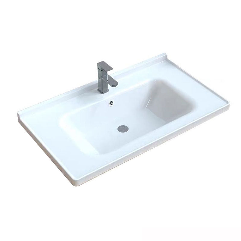 Modern Drop-in Bathroom Sink Porcelain Left Basin Bathroom Sink(Not Included Faucet) Clearhalo 'Bathroom Remodel & Bathroom Fixtures' 'Bathroom Sinks & Faucet Components' 'Bathroom Sinks' 'bathroom_sink' 'Home Improvement' 'home_improvement' 'home_improvement_bathroom_sink' 7300270