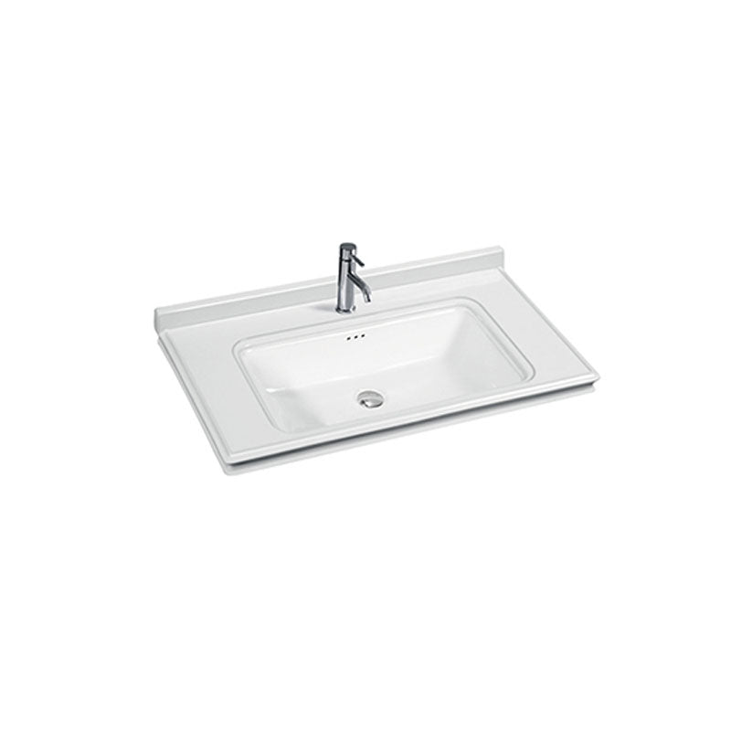 Modern Drop-in Bathroom Sink Porcelain Left Basin Bathroom Sink(Not Included Faucet) 35"L x 20"W x 10"H Clearhalo 'Bathroom Remodel & Bathroom Fixtures' 'Bathroom Sinks & Faucet Components' 'Bathroom Sinks' 'bathroom_sink' 'Home Improvement' 'home_improvement' 'home_improvement_bathroom_sink' 7300282