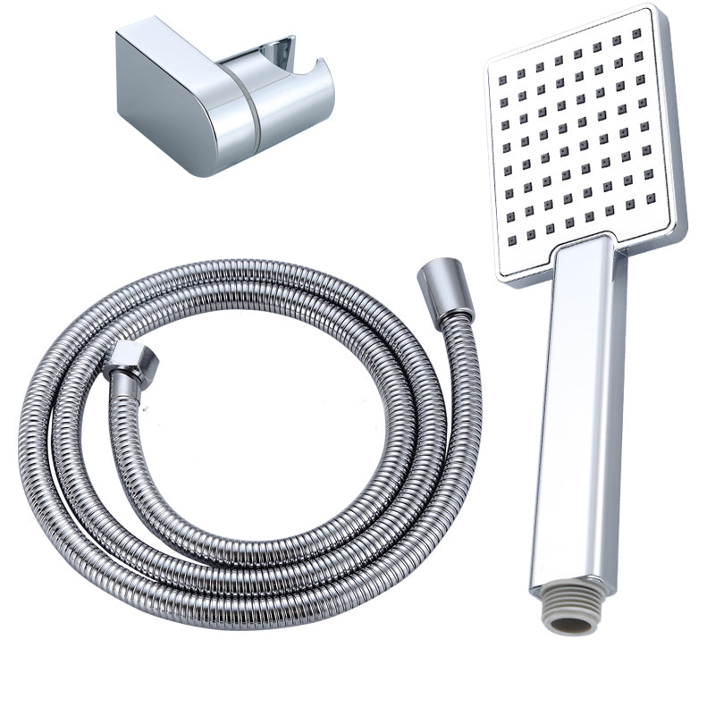 Square Shower Head Combo Large Shower Head with Handheld Shower Head Shower with Pipe and ABS Wall Base Clearhalo 'Bathroom Remodel & Bathroom Fixtures' 'Home Improvement' 'home_improvement' 'home_improvement_shower_heads' 'Shower Heads' 'shower_heads' 'Showers & Bathtubs Plumbing' 'Showers & Bathtubs' 7300405