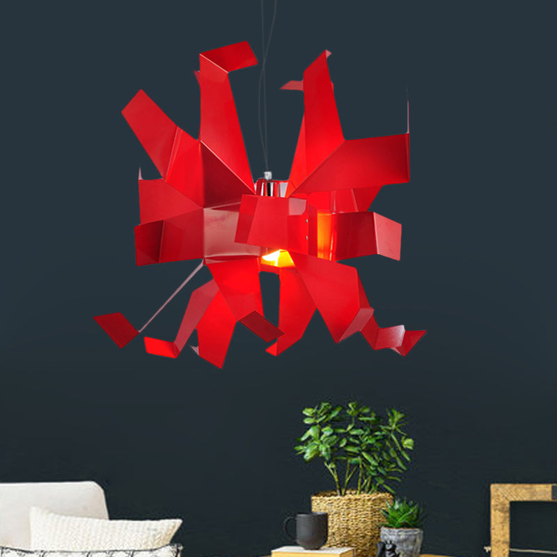 Metal Abstract Hanging Lighting Contemporary 1 Bulb Red Finish Ceiling Pendant Lamp Red Clearhalo 'Ceiling Lights' 'Modern Pendants' 'Modern' 'Pendant Lights' 'Pendants' Lighting' 730045