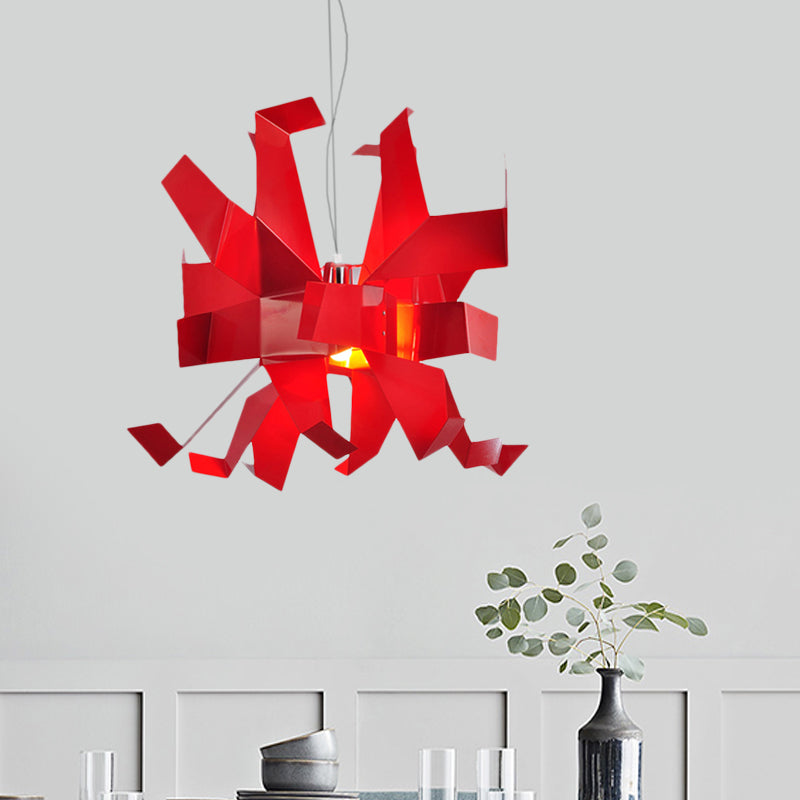 Metal Abstract Hanging Lighting Contemporary 1 Bulb Red Finish Ceiling Pendant Lamp Clearhalo 'Ceiling Lights' 'Modern Pendants' 'Modern' 'Pendant Lights' 'Pendants' Lighting' 730046