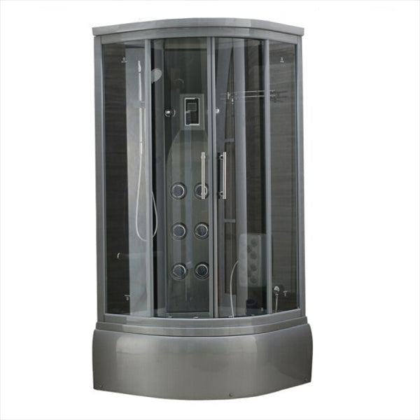 Gray Round Shower Stall Full Frame Double Sliding Door Shower Room Clearhalo 'Bathroom Remodel & Bathroom Fixtures' 'Home Improvement' 'home_improvement' 'home_improvement_shower_stalls_enclosures' 'Shower Stalls & Enclosures' 'shower_stalls_enclosures' 'Showers & Bathtubs' 7300464