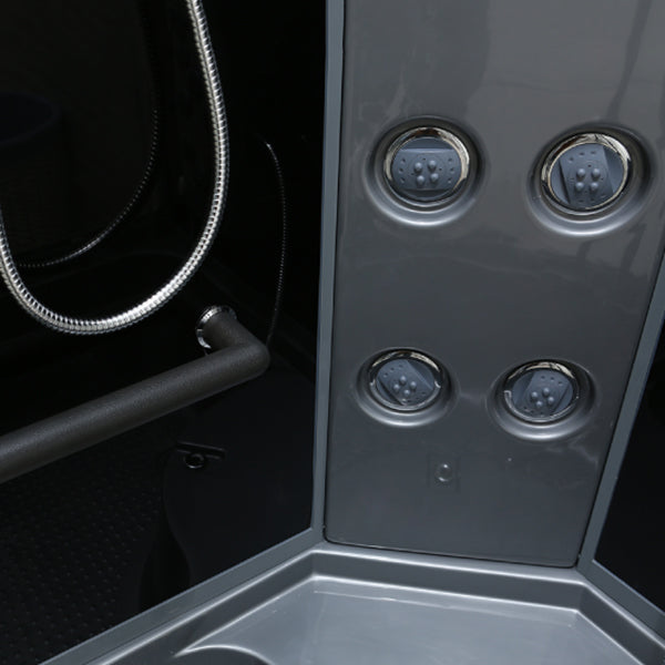 Gray Round Shower Stall Full Frame Double Sliding Door Shower Room Clearhalo 'Bathroom Remodel & Bathroom Fixtures' 'Home Improvement' 'home_improvement' 'home_improvement_shower_stalls_enclosures' 'Shower Stalls & Enclosures' 'shower_stalls_enclosures' 'Showers & Bathtubs' 7300465