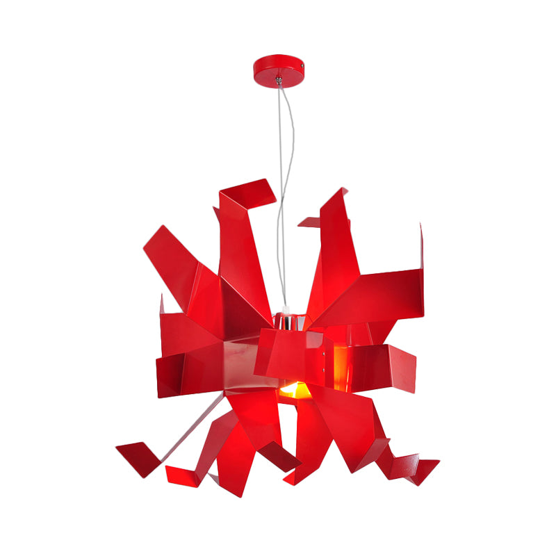 Metal Abstract Hanging Lighting Contemporary 1 Bulb Red Finish Ceiling Pendant Lamp Clearhalo 'Ceiling Lights' 'Modern Pendants' 'Modern' 'Pendant Lights' 'Pendants' Lighting' 730047