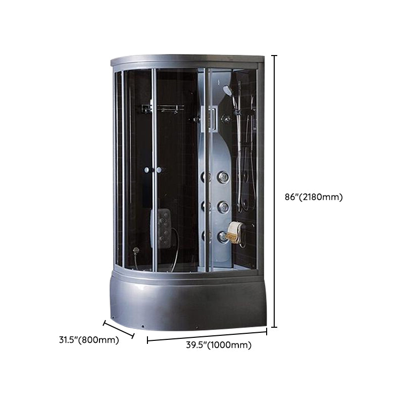 Gray Round Shower Stall Full Frame Double Sliding Door Shower Room Clearhalo 'Bathroom Remodel & Bathroom Fixtures' 'Home Improvement' 'home_improvement' 'home_improvement_shower_stalls_enclosures' 'Shower Stalls & Enclosures' 'shower_stalls_enclosures' 'Showers & Bathtubs' 7300473