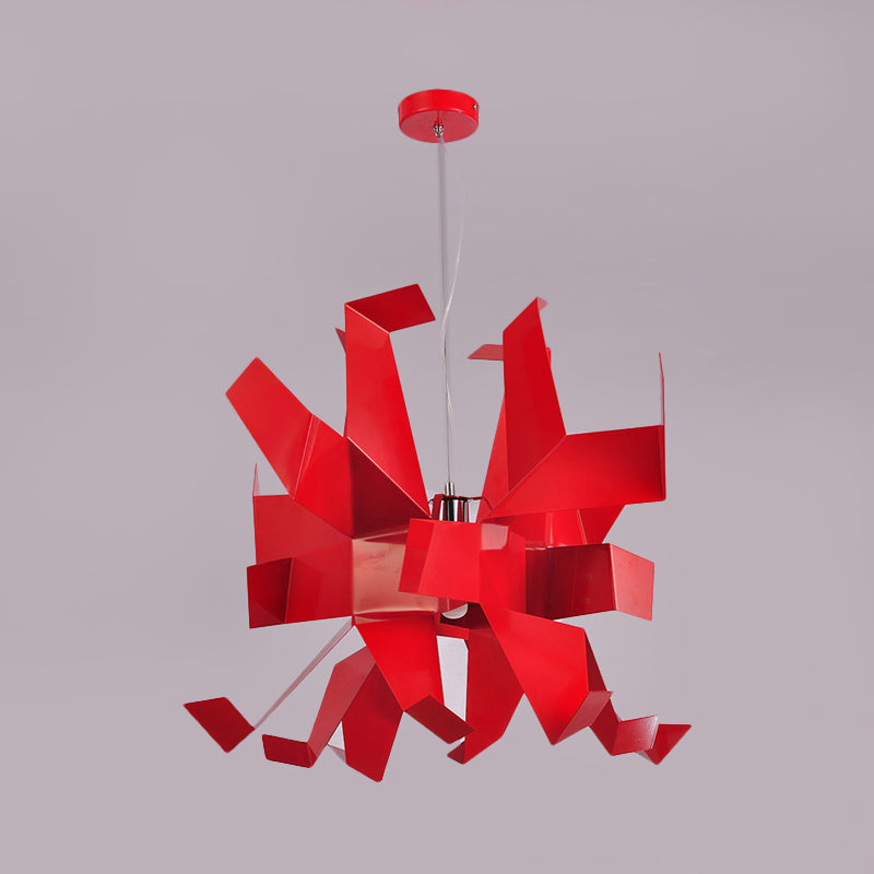 Metal Abstract Hanging Lighting Contemporary 1 Bulb Red Finish Ceiling Pendant Lamp Clearhalo 'Ceiling Lights' 'Modern Pendants' 'Modern' 'Pendant Lights' 'Pendants' Lighting' 730048