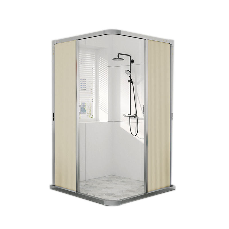 Square Corner Aluminum Frame Shower Enclosure with Double Door Handles Clearhalo 'Bathroom Remodel & Bathroom Fixtures' 'Home Improvement' 'home_improvement' 'home_improvement_shower_stalls_enclosures' 'Shower Stalls & Enclosures' 'shower_stalls_enclosures' 'Showers & Bathtubs' 7300486